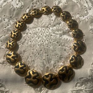 Vintage Monet Gold and Blue Women's Necklace, Bracelet, and Earrings - Rare Find